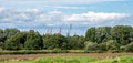 The cranes and wind turbines of Royal Portbury Dock, Bristol, England, UK Royalty Free Stock Photo