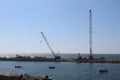 Cranes near Citadel Qaitbey Royalty Free Stock Photo