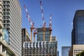 Cranes Working in Downtown Tokyo, Japan