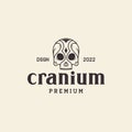 Cranium with art vintage logo design, vector graphic symbol icon illustration creative idea Royalty Free Stock Photo