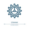 Crank icon. Linear vector illustration from bicycle racing collection. Outline crank icon vector. Thin line symbol for use on web Royalty Free Stock Photo