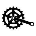 Crankset cogwheel sprocket crank length with gear for bicycle cassette system bike icon black color vector illustration image