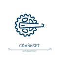 Crankset icon. Linear vector illustration from bicycle racing collection. Outline crankset icon vector. Thin line symbol for use Royalty Free Stock Photo