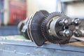 Crankshaft engine part close up Royalty Free Stock Photo