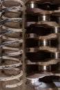 Crankshaft and Springs automotive shock absorbers on the oiled floor Royalty Free Stock Photo