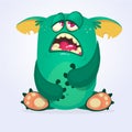 Cranky funny monster illustration. Halloween design.