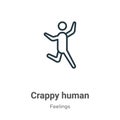 Crappy human outline vector icon. Thin line black crappy human icon, flat vector simple element illustration from editable