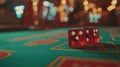 Craps dice rolled on casino gambling table felt, playing poker dice Royalty Free Stock Photo
