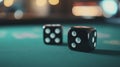 Craps dice rolled on casino gambling table felt, playing poker dice Royalty Free Stock Photo