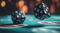 Craps dice rolled on casino gambling table felt, playing poker dice Royalty Free Stock Photo