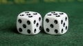 Craps dice rolled on casino gambling table felt, playing poker dice Royalty Free Stock Photo