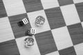 Craps, Dices on Chess Board Royalty Free Stock Photo