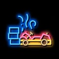 crash accident kart neon glow icon illustration
