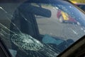 Crash car window on accident site