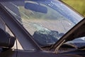 Crash car window on accident site