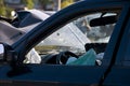 Crash car window on accident site