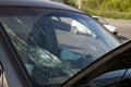 Crash car window on accident site