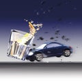 Crash cars and glass Royalty Free Stock Photo