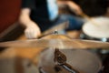 Crash cymbal detail golden metal drum