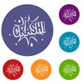 Crash explosion icons set