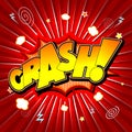 Crash illustration - yellow and orange text, red background