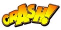 Crash illustration - yellow and orange text, white background