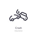 crash outline icon. isolated line vector illustration from insurance collection. editable thin stroke crash icon on white