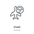 Crash outline vector icon. Thin line black crash icon, flat vector simple element illustration from editable insurance concept