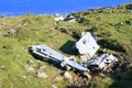 Crashed aircraft on hillside