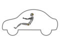 Crash test dummy in car outline vector