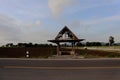 Crash wooden pavilion on roadside countryside Thailand