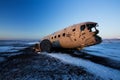 Crashed Airplane on the Black Sand Beach, Iceland Royalty Free Stock Photo