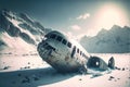 A crashed airplane in the Swiss Alps