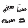 Crashed Cars Car eccident icons set