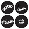 Crashed Cars Car eccident icons set