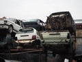 Crashed cars heap