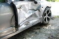 Crashed damaged broken car. automobile crash accident