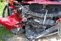 Crashed damaged broken car. automobile crash accident