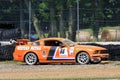 Crashed Ford Mustang race car