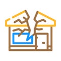 crashed house color icon vector illustration