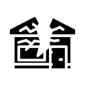 crashed house glyph icon vector illustration