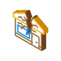 crashed house isometric icon vector illustration