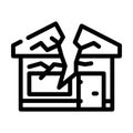 crashed house line icon vector illustration