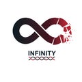 Crashed Infinity Loop conceptual logo, vector special sign.