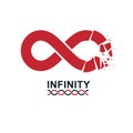 Crashed Infinity Loop conceptual logo, vector special sign. Ever