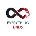 Crashed Infinity Loop vector symbol, conceptual logo special design. Everything Ends idea.