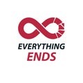 Crashed Infinity Loop vector symbol, conceptual logo special design. Everything Ends idea.