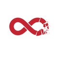 Crashed Infinity Loop vector symbol, conceptual logo special design. Everything Ends idea.