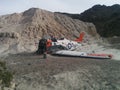 Crashed Navy plane on small desert hill Royalty Free Stock Photo