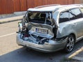 Crashed Toyota Avensis on the roadside